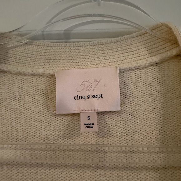 Cinq à Sept Cream Script Cardigan - Picture 3 of 3